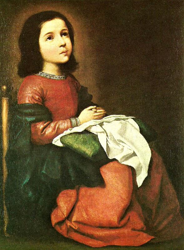 Francisco de Zurbaran girl virgin at prayer Sweden oil painting art